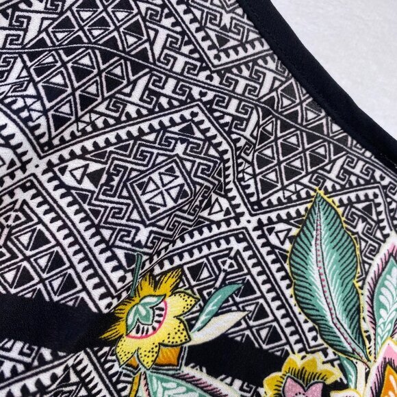 Chenault Womens 2X Floral Print Kimono Sleeve Blouse Blue Black Polyester - Picture 4 of 9